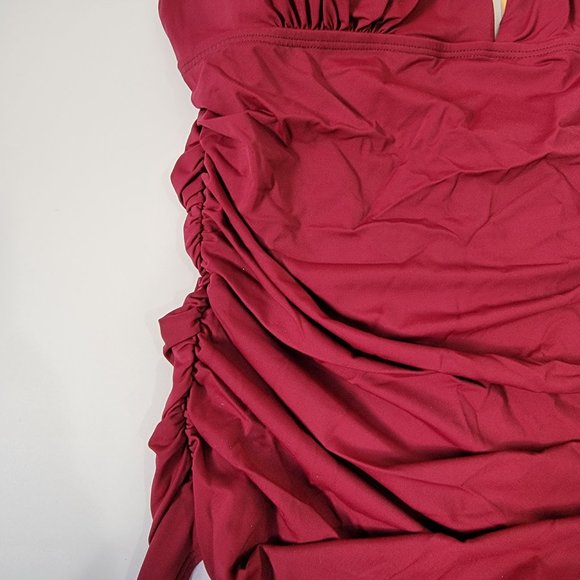 RXRXCOCO Women V Neck One Piece Swimsuits Tummy Control Ruched size X-Large NEW - Picture 3 of 10